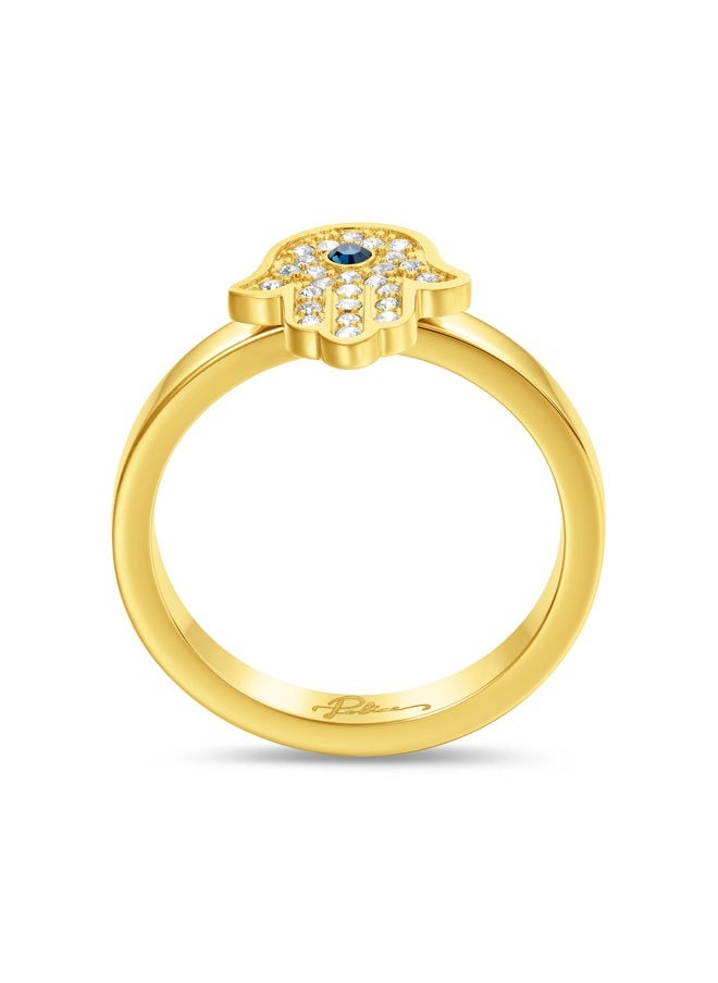 POLICE - Vision Gold Plated Ladies Finger Ring With white and Aqua crystal 52PEJLF0003901 - Image 1