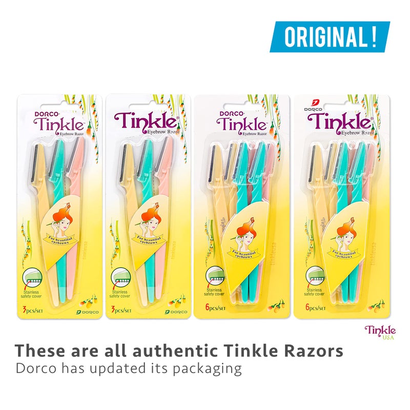 DORCO Tinkle Dermaplaning Tool 9ct, Dermaplane Razor for Women, Safe and Easy Peach Fuzz Remover, Eyebrow Trimmer with Protective Cover (3 Packs of 3), Stocking Stuffers - Image 4