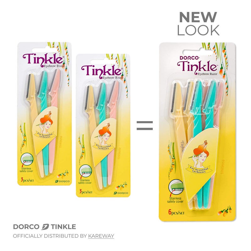 DORCO Tinkle Dermaplaning Tool 9ct, Dermaplane Razor for Women, Safe and Easy Peach Fuzz Remover, Eyebrow Trimmer with Protective Cover (3 Packs of 3), Stocking Stuffers - Image 2