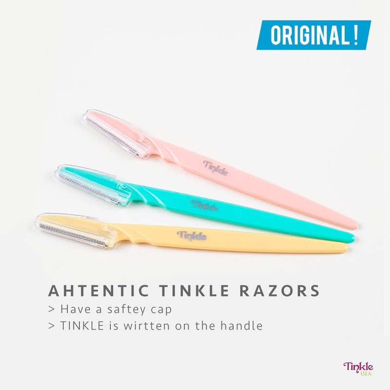 DORCO Tinkle Dermaplaning Tool 9ct, Dermaplane Razor for Women, Safe and Easy Peach Fuzz Remover, Eyebrow Trimmer with Protective Cover (3 Packs of 3), Stocking Stuffers - Image 3