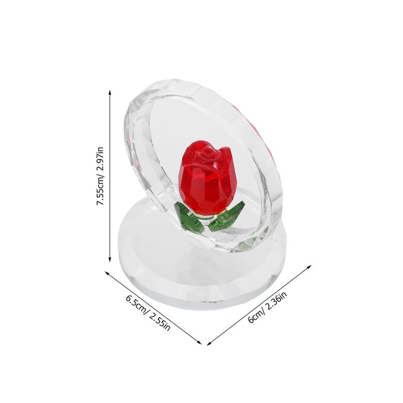 Red Crystal Rose Figurine Simulated Flower Home Decor Wedding Centerpiece - Image 3