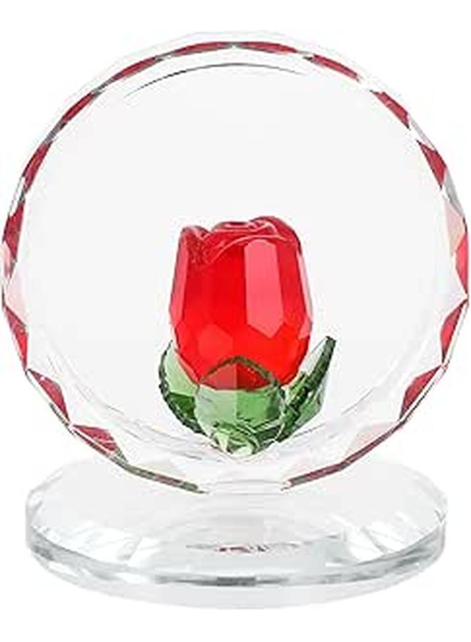 Red Crystal Rose Figurine Simulated Flower Home Decor Wedding Centerpiece - Image 1