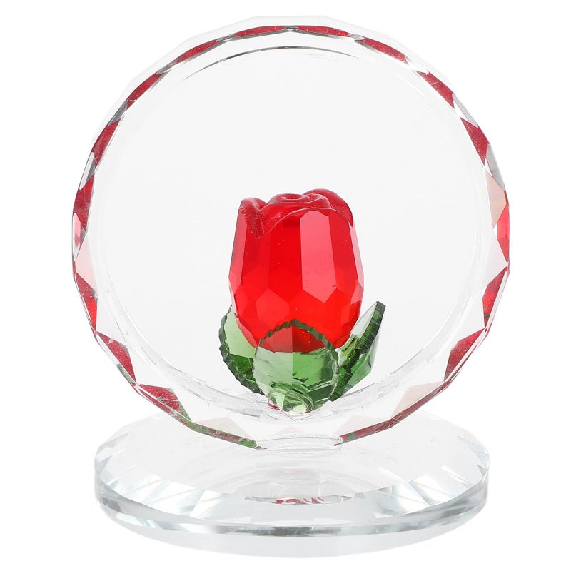 Red Crystal Rose Figurine Simulated Flower Home Decor Wedding Centerpiece - Image 2