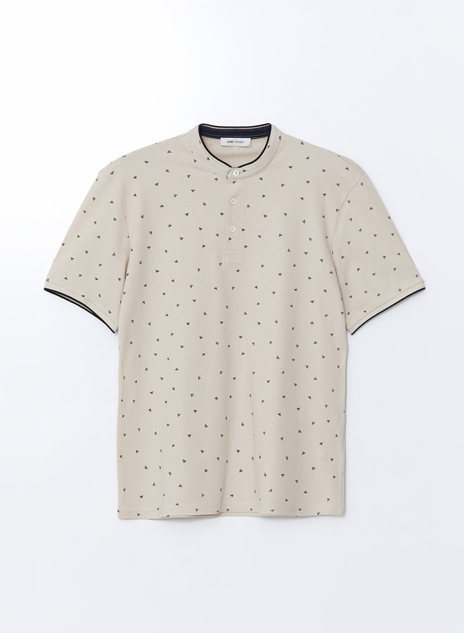 LC WAIKIKI Grandad Collar Short Sleeve Patterned Men's T-Shirt - Image 5