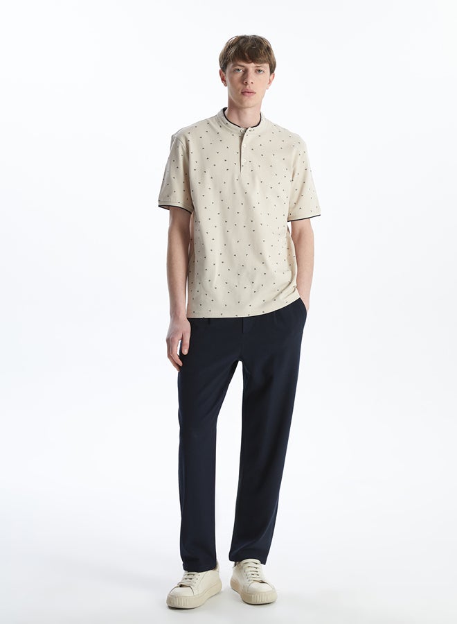LC WAIKIKI Grandad Collar Short Sleeve Patterned Men's T-Shirt - Image 2