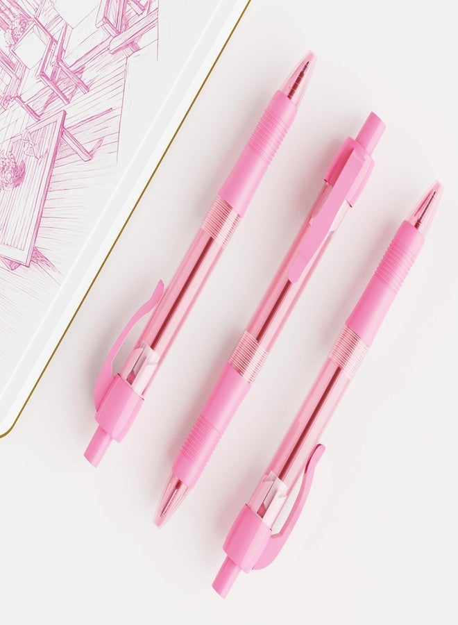 deegtran Pens Bulk, 30 Pack No Bleed Pink Ink Click Pens with Soft Grip, Wholesale Retractable Ballpoint Pens for Office School, Medium Point Smooth 1.0MM - Image 5