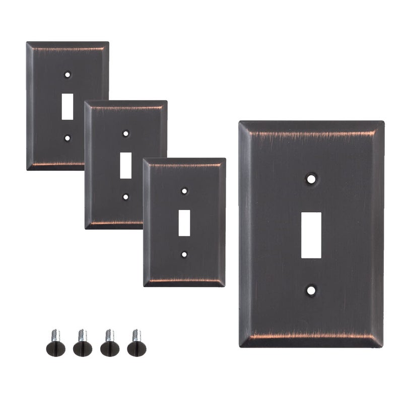 SLEEKLIGHTING Oil Rubbed Bronze Outlet Covers and Switch PlatesDecorative Wall Plate Light Switch Cover Flat Variety of Styles DecoratorDuplexToggle ComboSize 1 Gang Toggle 4Pack