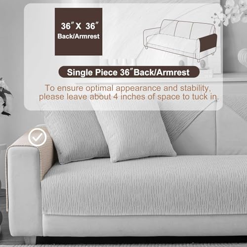 Aucrovee Soft Waterproof Chenille Cover Washable, Non Slip Sectional Sofa Covers for 3 Cushion Couch Sofa L Sharped Sofa Slipcover for Pets, Furniture Protector (1 PCS 36"x36" Coffee) - Image 2