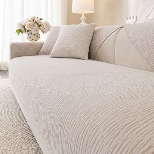 Aucrovee Soft Waterproof Chenille Cover Washable, Non Slip Sectional Sofa Covers for 3 Cushion Couch Sofa L Sharped Sofa Slipcover for Pets, Furniture Protector (1 PCS 36"x36" Coffee) - Image 1