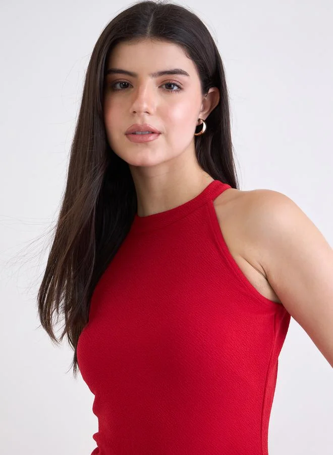 Styli  Styli Red Lace Sleeveless Maxi Dress for Women | Best Price UAE