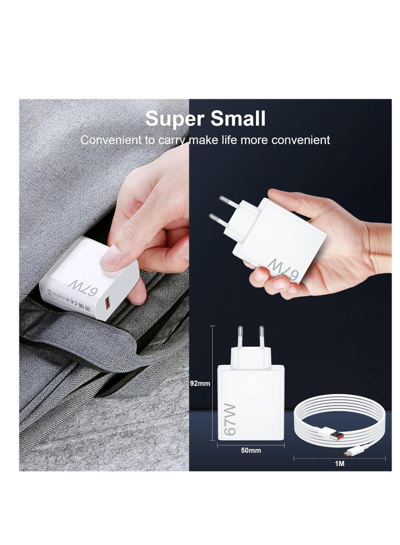 general 67W EU Plug Fast Wall Charger for Xiaomi 14 13 12 14t 13t 12t 12s Pro Lite Redmi Note K80 K70 K60 K50 11 11s 12 13 14 Pro Plus Poco X6 F5 X5 F4 X4 Gt Black Shark Mix Fold 2 3 3ft 6A Type C Cable - Image 4