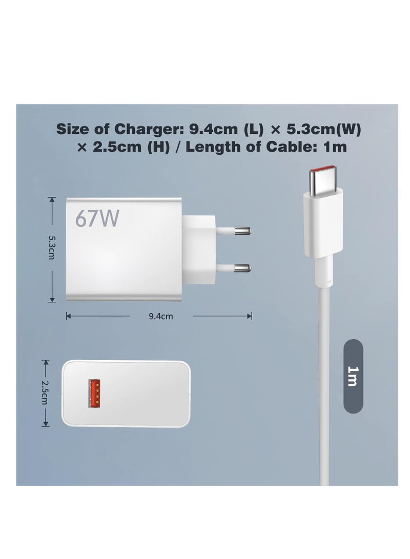 general 67W EU Plug Fast Wall Charger for Xiaomi 14 13 12 14t 13t 12t 12s Pro Lite Redmi Note K80 K70 K60 K50 11 11s 12 13 14 Pro Plus Poco X6 F5 X5 F4 X4 Gt Black Shark Mix Fold 2 3 3ft 6A Type C Cable - Image 2
