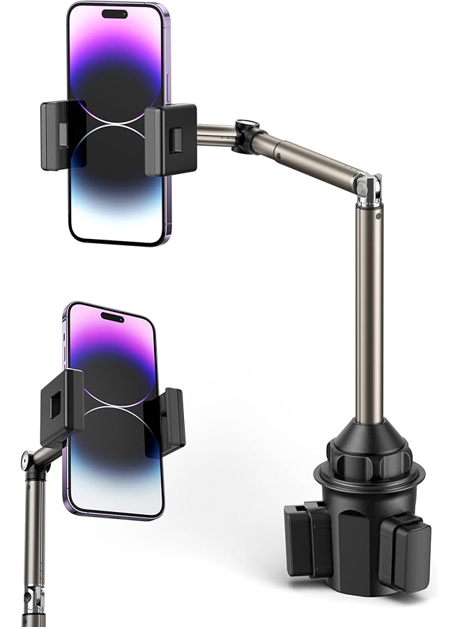 جيسوس حامل أكواب للسيارة - حامل معدني طويل الذراع فائق الثبات للهواتف - قابل للتعديل لأجهزة iPhone وSamsung وGoogle - Image 1