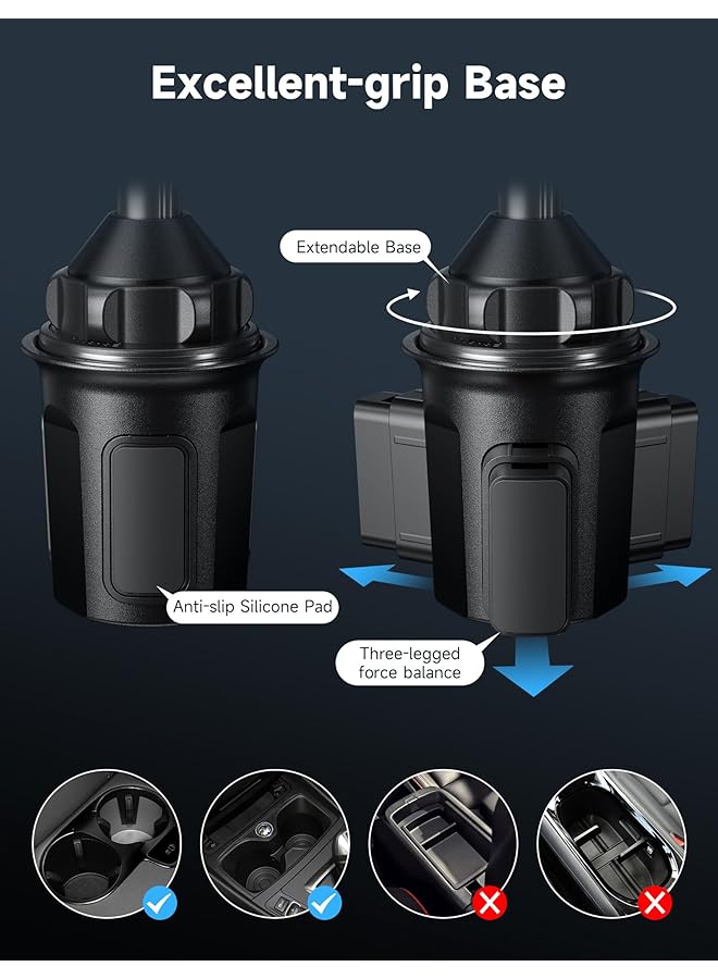 جيسوس حامل أكواب للسيارة - حامل معدني طويل الذراع فائق الثبات للهواتف - قابل للتعديل لأجهزة iPhone وSamsung وGoogle - Image 5