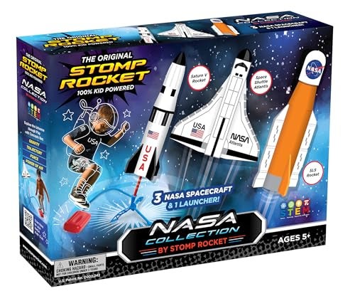 Stomp Rocket Space Collection Rocket Launcher for Kids 3 NASA Rockets Backyard Outdoor Fun Toy Gift for Boys Girls STEM Soft Foam Blaster Set Soars Up to 100 Feet Ages 5 Up - Image 1