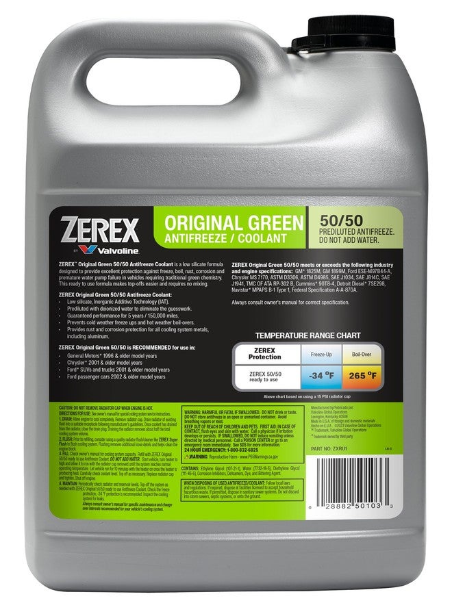 Zerex Original Green Low Silicate 50/50 Prediluted Ready-to-Use Antifreeze/Coolant 1 GA - Image 2
