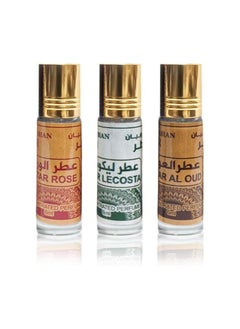 B BRAG B Brag Pack of 3 Atar Lecosta 6ml Atar Rose 6ml Atar Al Oud 6ml Concentrated Perfume Oil Fragrances for Men and Women Long lasting Oil Perfume for Women 