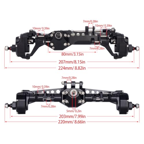 G.T.R RC RC Crawler with Machined Aluminum Front and Rear Portal Axles for Vanquish VS410 Phoenix F10 LCG Chassis Silver Axle F and R - Image 5