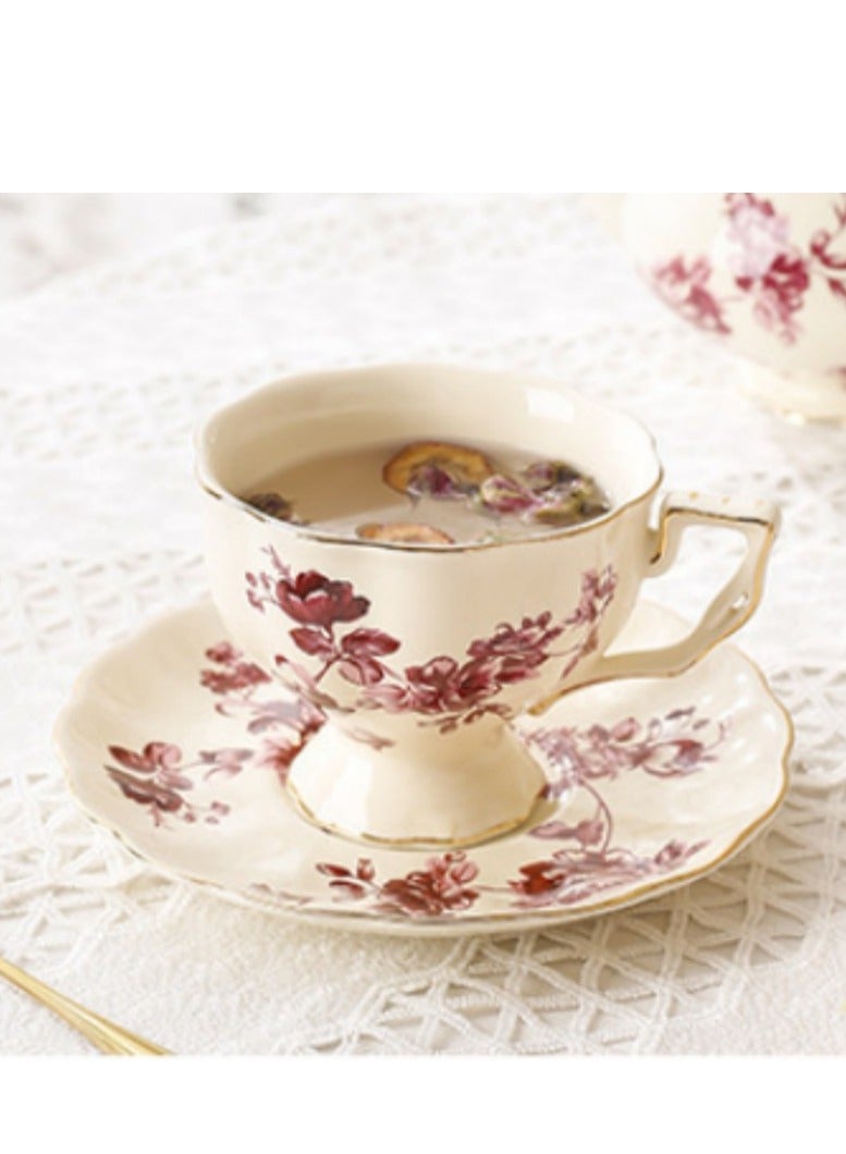 M MIAOYAN European retro coffee cup and saucer ceramic British Phnom Penh large lipstick cup French restaurant bar home - Image 2