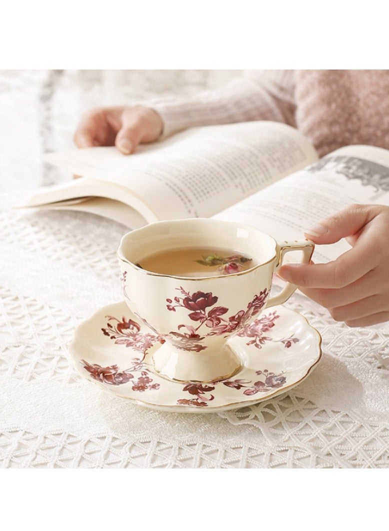 M MIAOYAN European retro coffee cup and saucer ceramic British Phnom Penh large lipstick cup French restaurant bar home - Image 1