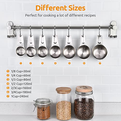 U-Taste Measuring Cups UTaste 188 Stainless Steel Measuring Cups Set of 7Piece 18 Cup 14 Cup 13 Cup 12 Cup 23 Cup 34 Cup 1 Cup Dry and Liquid Ingredients - Image 3