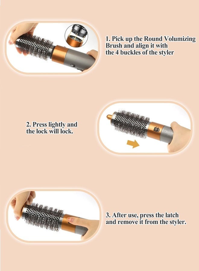 55mm Large Round Volumizing Brush for Dyson Airwrap, Upgraded Oval Round Hair Styling Attachment Compatible with Dyson Airwrap HS01 HS05, for Root Lifting Volumizing Curling Styling, Nickel/Copper - Image 2