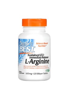 Doctor's Best Sustained Plus Immediate Release LArginine 500 mg 120 Bilayer Tablets  - Image 1