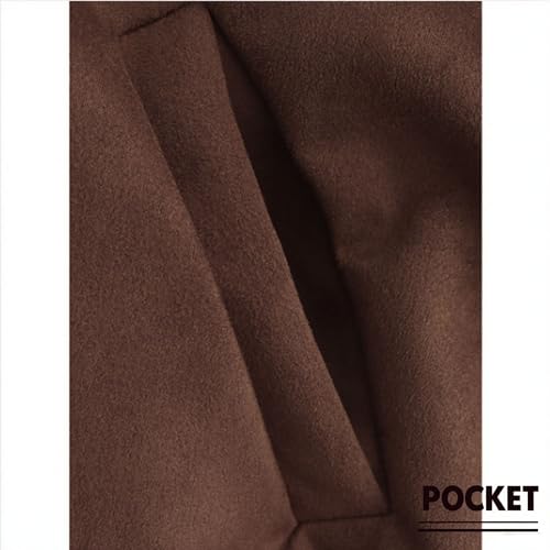 Xunger Women's Faux Suede Bomber Jacket Spring Lapel Pilot Coat Casual Oversized Long Sleeves Trendy Streetwear Outerwear(1026-01CoffeePocket-S-RD) - Image 4