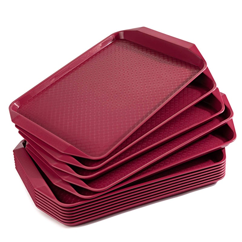 Aebeky Plastic Fast Food Tray167 by 118InchSet of 12 Wine Red