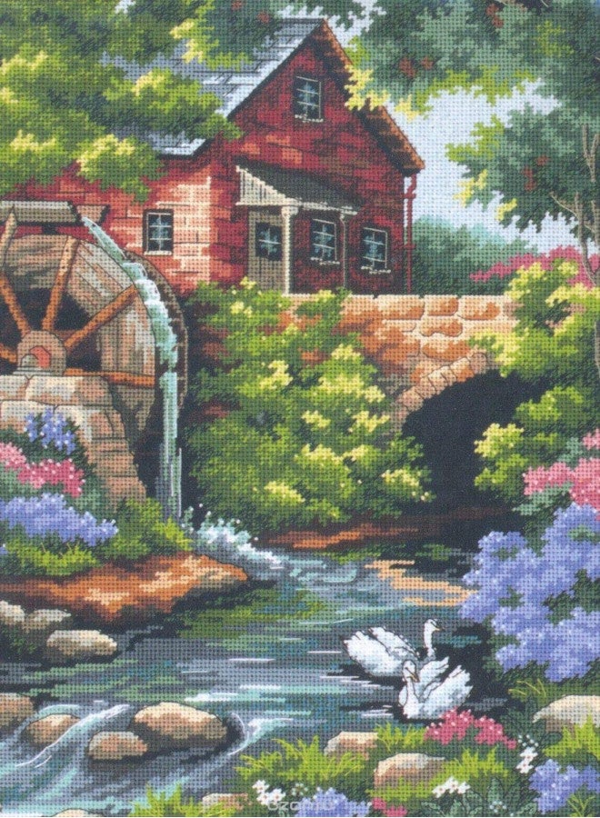 DIMENSIONS 2484 Old Mill Cottage Needlepoint Kit, 12'' W x 16'' H - Image 2