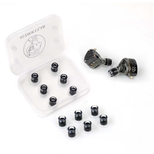 AUDIOCULAR FlexiGraph Eartips for IEMs, 4.5mm Universal Fit, Silicone & Graphene, Enhanced Bass, Noise Isolation, Comfort, 3 Sizes (S/M/L) (Black) - Image 1