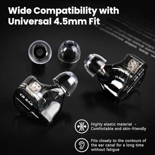 AUDIOCULAR FlexiGraph Eartips for IEMs, 4.5mm Universal Fit, Silicone & Graphene, Enhanced Bass, Noise Isolation, Comfort, 3 Sizes (S/M/L) (Black) - Image 3