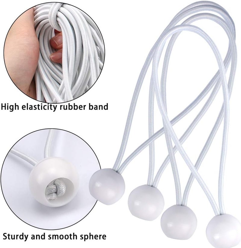 AOPRIE 30 Pack Bungee Balls, White Ball Bungee Heavy Duty Heavyweight 9inches Tarp Bungee Cords, Weather Resistant Tie Down Strap 4mm Thickness - for Camping, Tents, Cargo, Holding Wire and Hoses - Image 3
