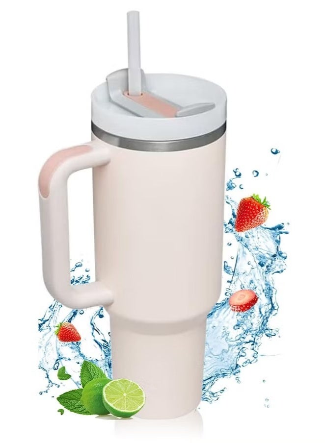 JOGAMS Tumbler 1200ml with Handle and Straw Lid Insulated 40 oz Reusable Stainless Steel Vacuum Insulated Water Bottles Travel Mug Iced Coffee Cup for Hot and Cold Beverages - Image 1