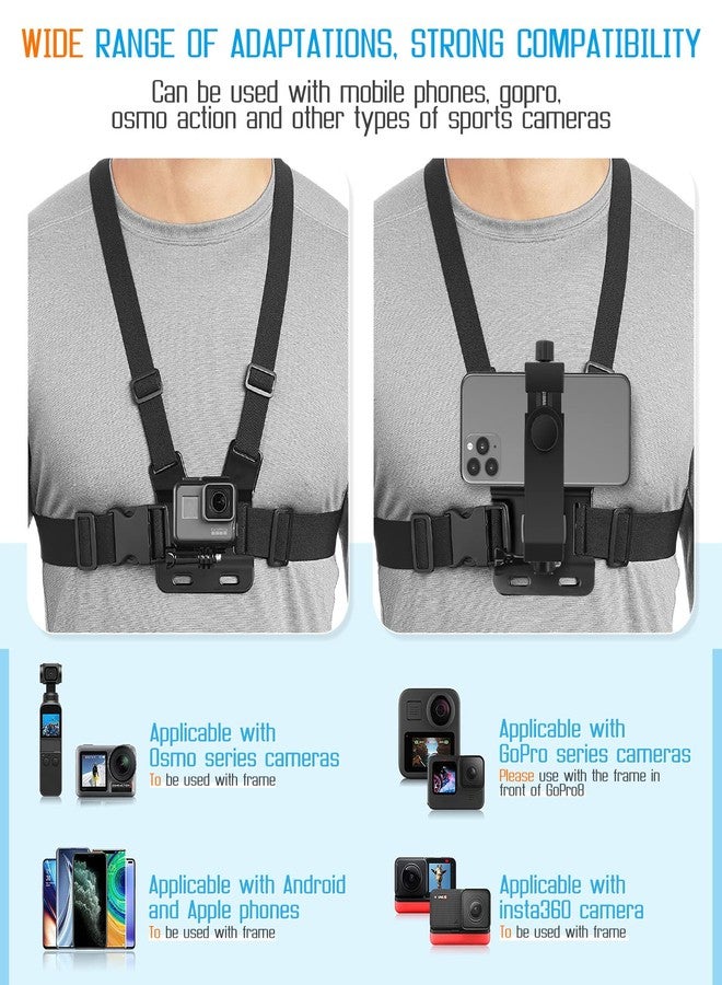 OAHU Mobile Phone Chest Strap Mount GoPro Chest Harness Holder for VLOG/POV, with iPhone 13 12 11 Pro Max Plus,Samsung,GoPro Hero 9, 8, 7, 6, 5,OSMO Action, AKASO,Action Camera and Cell Phones - Image 2