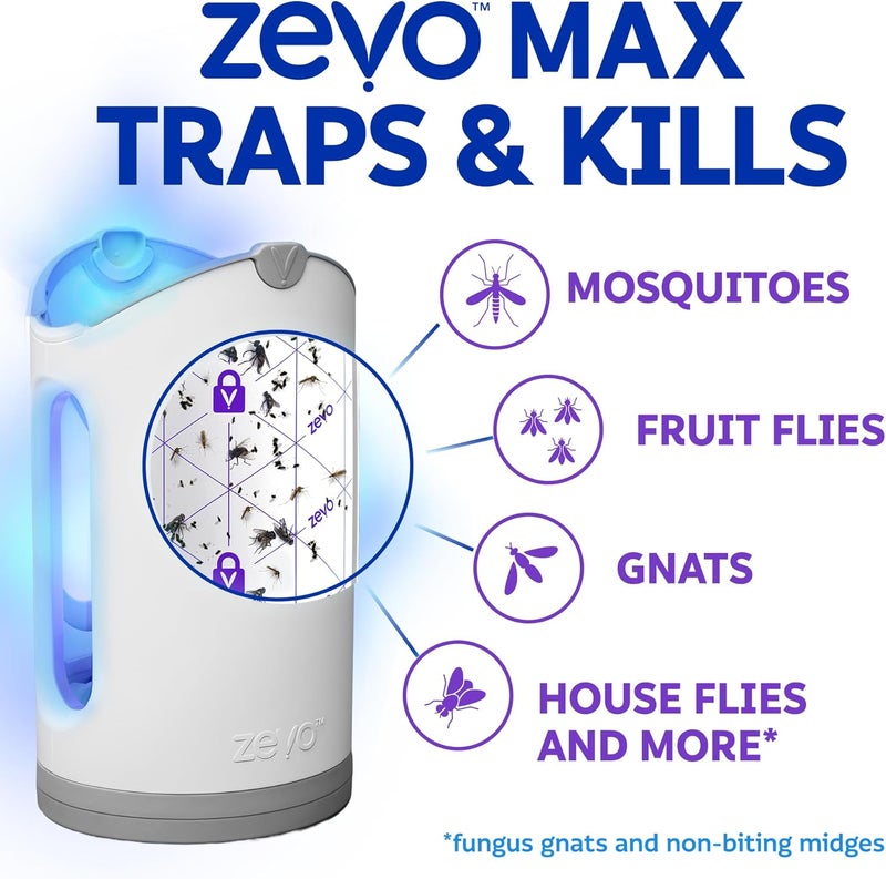 ZEVO MAX Flying Insect Trap, Fly Trap Captures Houseflies, Fruit Flies, and Gnats (1 Plug-in Base + 6 Cartridges) - Image 5