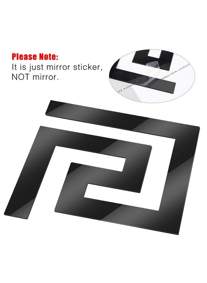 سيلفتك ملصقات حائط قابلة للإزالة من SelfTek، 60 قطعة، ملصقات مرآة DIY لتزيين خلفية غرفة النوم والفن المنزلي (نمط مفتاح يوناني هندسي) (60 قطعة، لون أسود) - Image 3