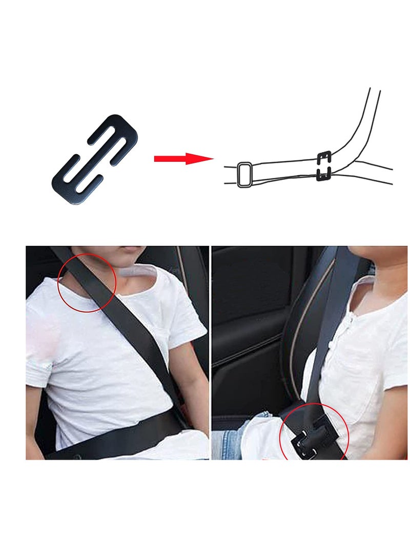 SOLARAE 38MM Metal E-shaped Seat Belt Adjustment Buckle, 2 Pack Shoulder Strap Positioner Car Child Safety Locks Clips Hardware Accessories Black - Image 2