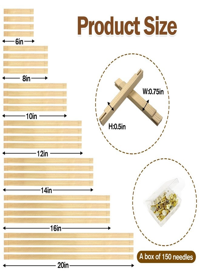 Wibeelee 7 Lengths Wood Canvas Frames Kits, Total 28 Pcs Needlepoint Stretcher Bars for Needlework Embroidery Oil Painting Posters Art Supplies (6/8/10/12/14/16/20inch) - Image 2