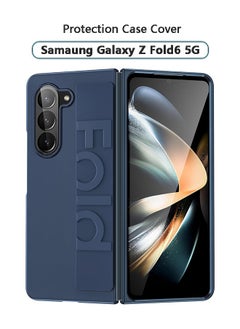 Samsung Galaxy Z Fold 6 Case Cover with Hand Strap, Anti-Scratch Shockproof PC Wristband Cover Thin Protective Phone Case for Samsung Galaxy Z Fold 6 2024 (Navy blue)
