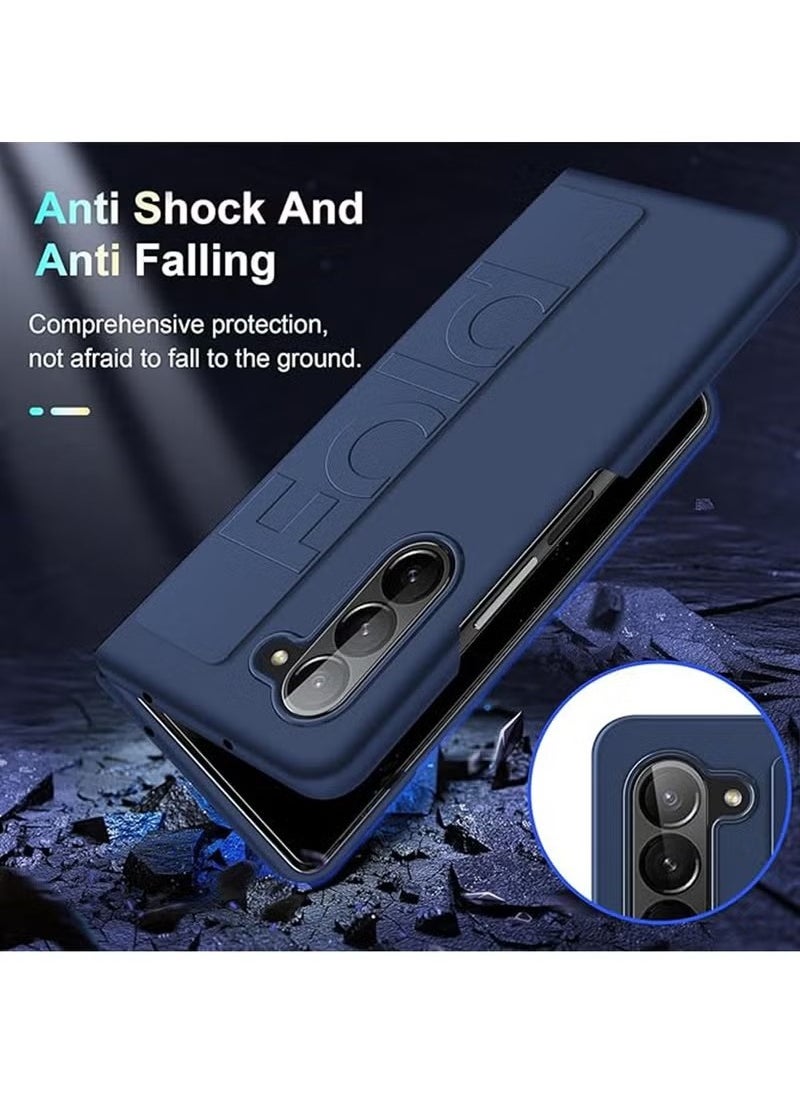 X-level - Samsung Galaxy Z Fold 6 Case Cover with Hand Strap, Anti-Scratch Shockproof PC Wristband Cover Thin Protective Phone Case for Samsung Galaxy Z Fold 6 2024 (Navy blue) - Image 1