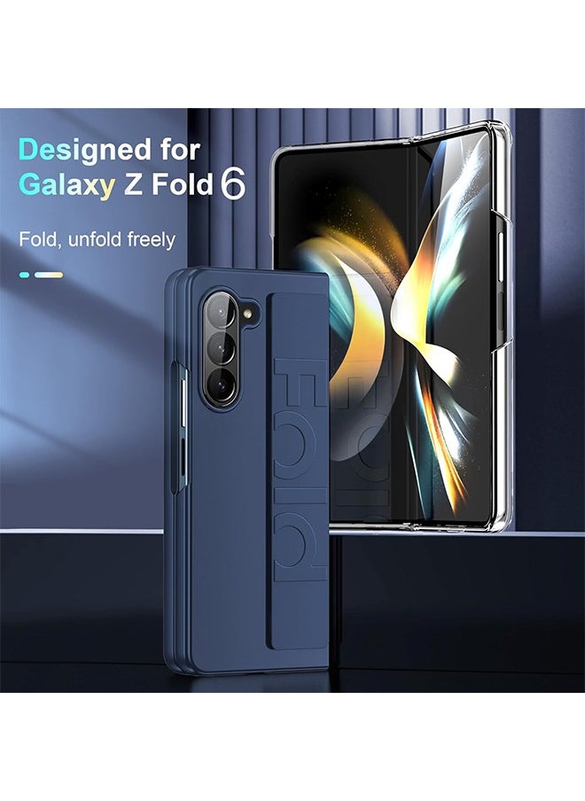 X-level - Samsung Galaxy Z Fold 6 Case Cover with Hand Strap, Anti-Scratch Shockproof PC Wristband Cover Thin Protective Phone Case for Samsung Galaxy Z Fold 6 2024 (Navy blue) - Image 1