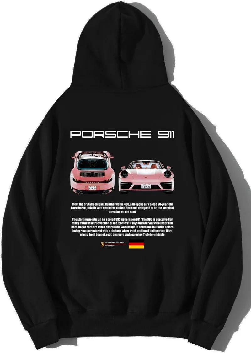 بي ار زد كولكشن Unisex Oversize Porsche 911 Hoodie Black