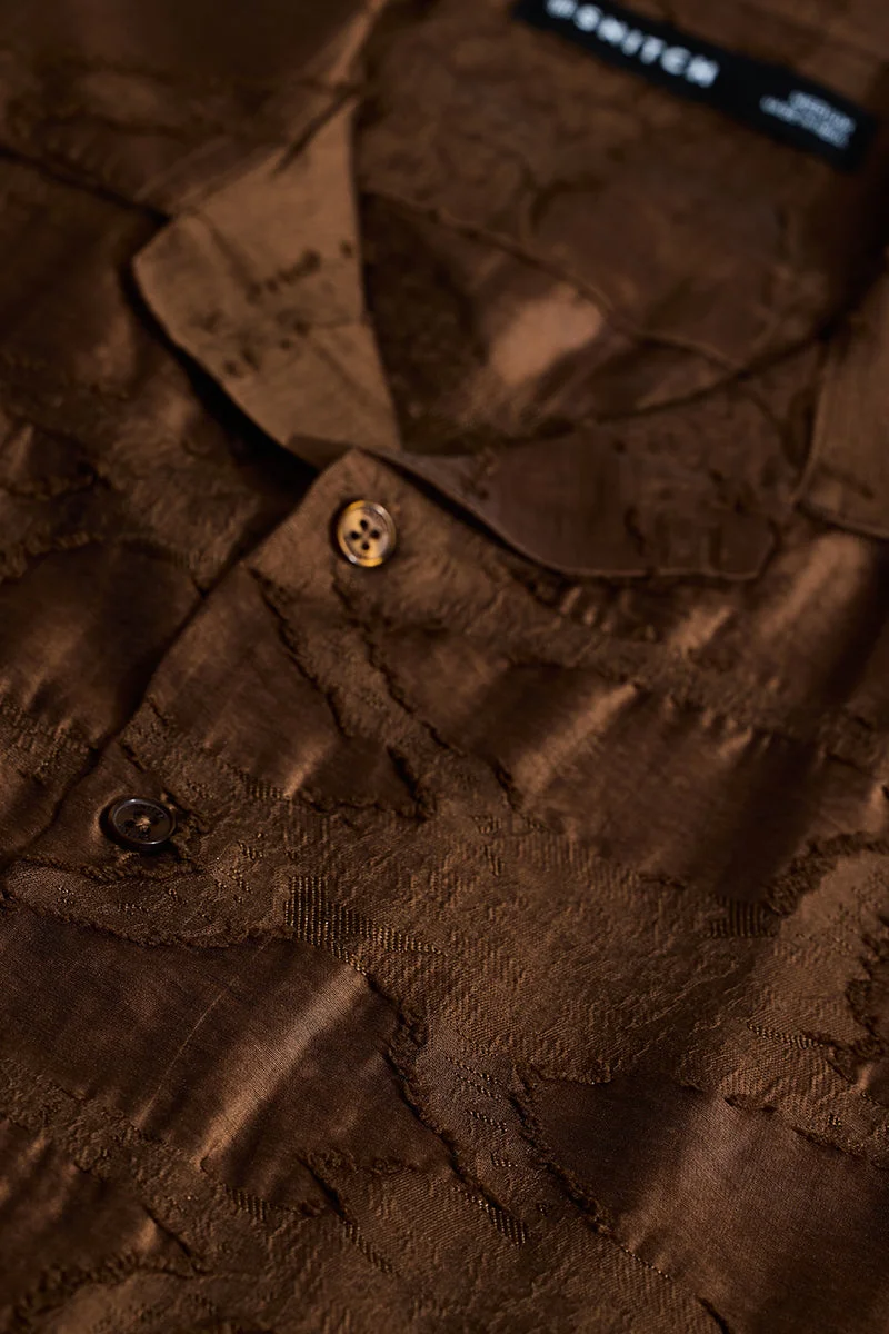 SNITCH Brown Textured Box Fit Shirt