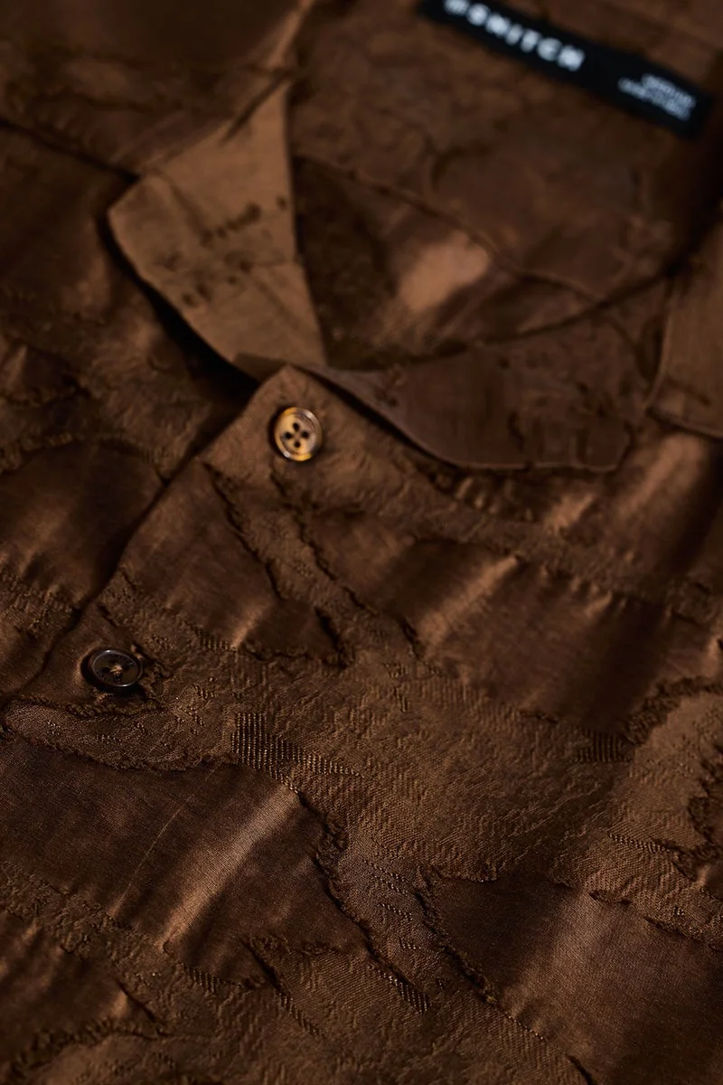 SNITCH Brown Textured Box Fit Shirt