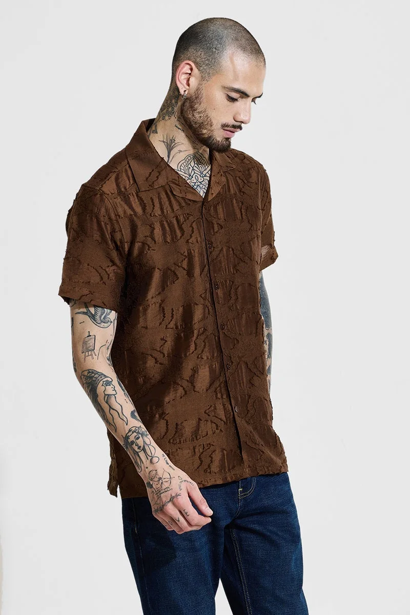 SNITCH Brown Textured Box Fit Shirt