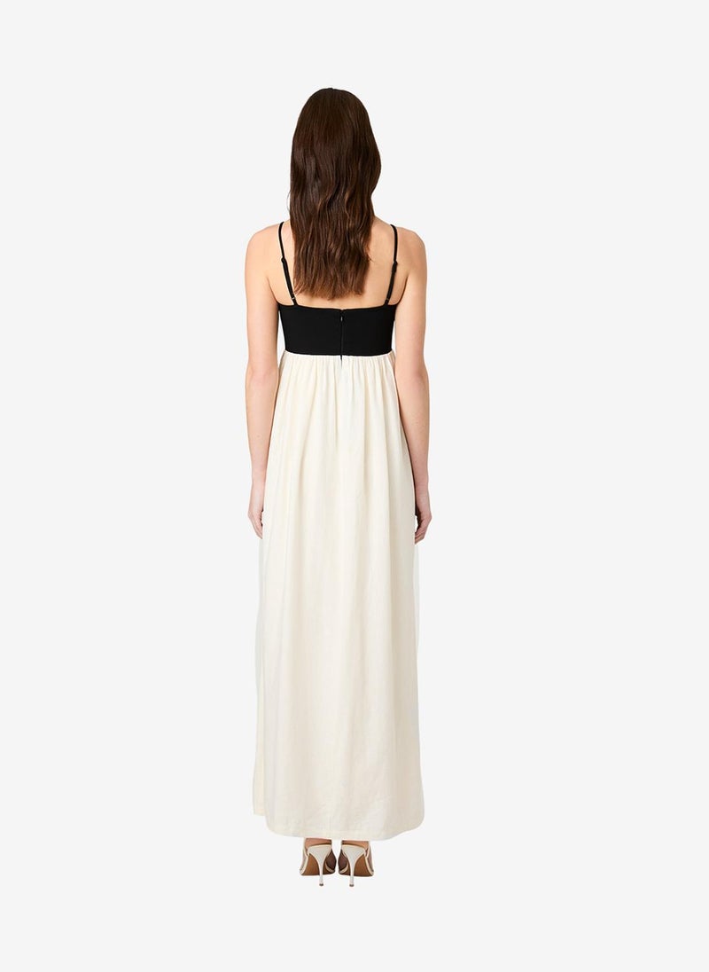 French Connection Women's Blk Porc Crm Phoebe Combo Alicia Maxi Dress - Image 4