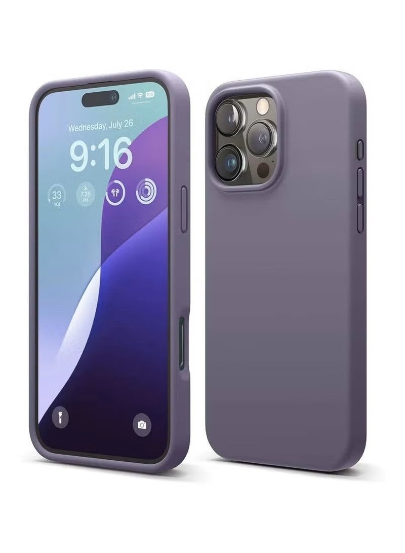 general Ultra-Slim Liquid Silicone Case for iPhone 16 Pro – Premium Soft-Touch Protective Cover with Microfiber Lining – Deep Lavender - Image 1