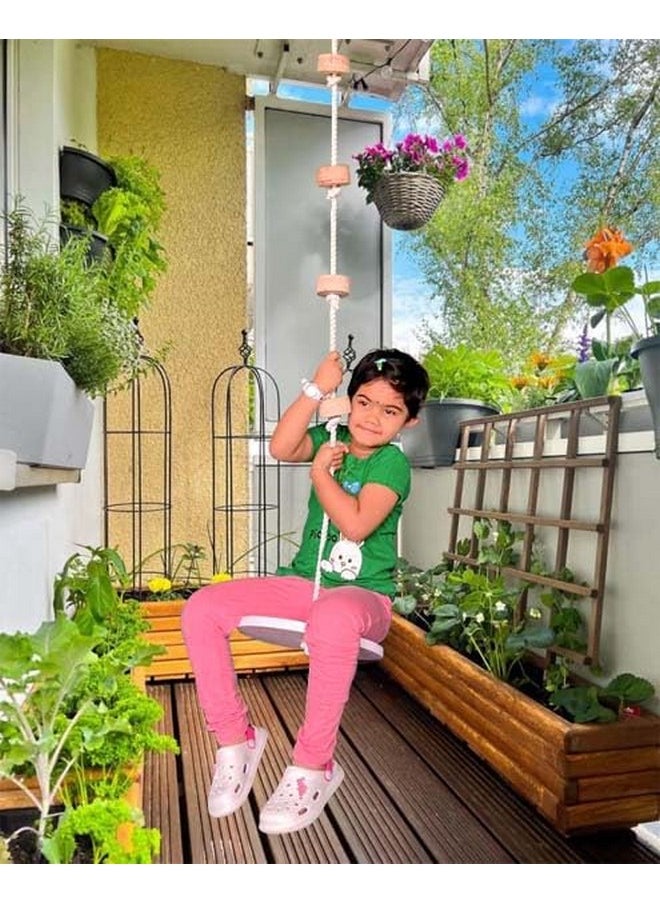 HomeCute - Homecute Wooden Climbing Rope Tree Swing with Platforms and Disc Swings Set, Outdoor Accessories for Kids, Trees House Tire Saucer Swing, Playground Swing Set. - Image 1