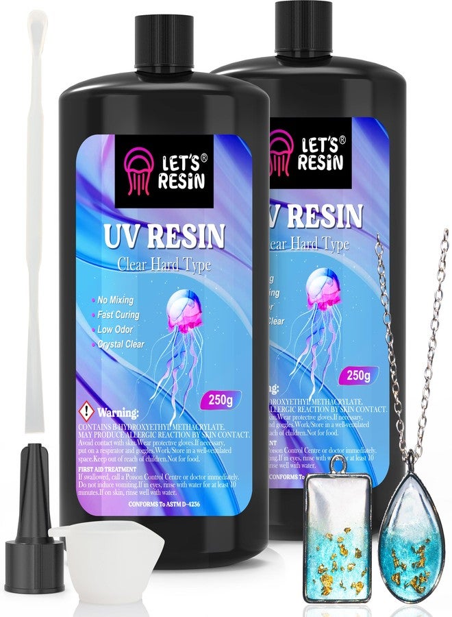 LET'S RESIN UV Resin, Upgraded 500g Crystal Clear UV Resin Hard, Low Odor Ultraviolet Epoxy Resin, UV Light Cure Solar Sunlight Activated Glue for Jewelry, Craft Decoration - Image 1